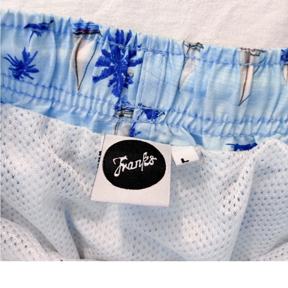 NWOT - Blue Palm Tree and Sailboat Men’s Swim Trunks - Picture 3 of 5